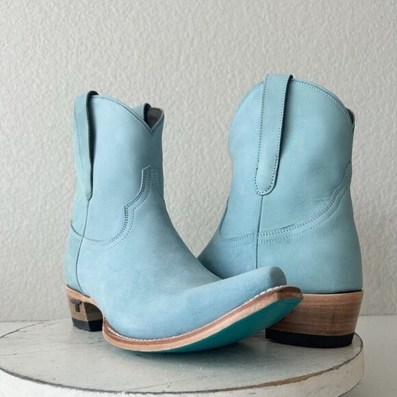 Lane EMMA JANE Womens Cowboy Bootie 8 Western Blue Cowgirl Short Ankle Boots - Picture 1 of 11